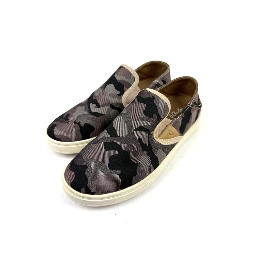 OluKai Pehuea PA'I Shoes 6 Camo Canvas Sift Pink Womens Loafer Slip On